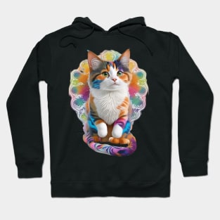 Psychedelic Feline: Cat in Tie-Dye Hoodie